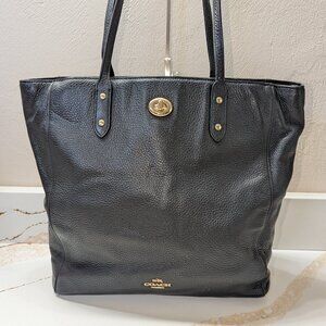 Coach black pebble leather tote. Large, beautiful bag. DIY handles